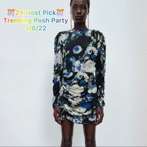 ZARA MULTICOLOR FLORAL PRINT DRESS